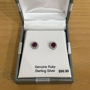 Genuine Ruby Sterling Silver Earrings